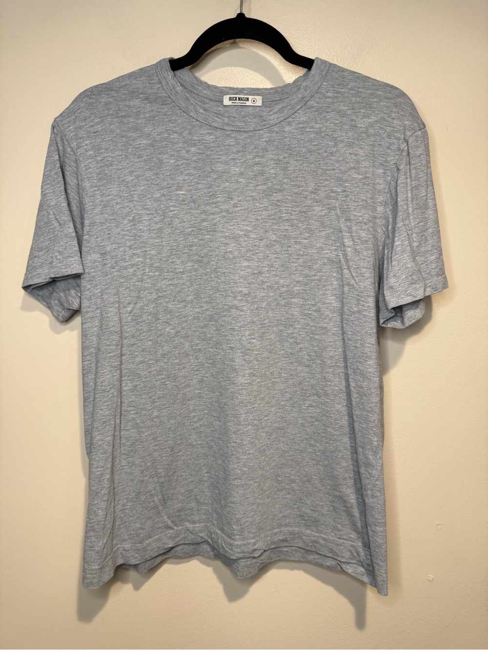 Buck Mason Mens Slub easy crew tee heather light grey size medium